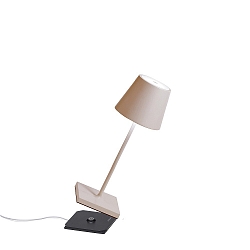 battery table lamp POLDINA PRO MINI dimmable IP65, powder coated, sand coloured dimmable