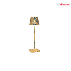 battery table lamp POLDINA TAVOLO PRO IP20, blue, gold leaf dimmable