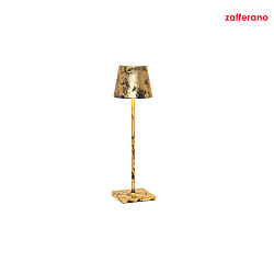 battery table lamp POLDINA TAVOLO PRO IP20, black, gold leaf dimmable