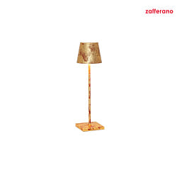 battery table lamp POLDINA TAVOLO PRO IP20, red, gold leaf dimmable