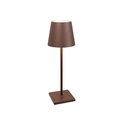 battery table lamp POLDINA L DESK IP54, rust dimmable