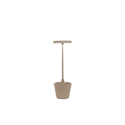 battery table lamp POLDINA REVERSO IP54, sand coloured dimmable