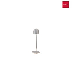 battery table lamp POLDINA MICRO IP65, chrome, glossy dimmable