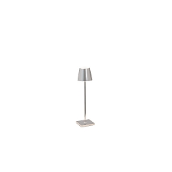 battery table lamp POLDINA MICRO IP65, chrome, glossy dimmable