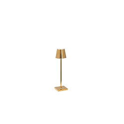 battery table lamp POLDINA MICRO IP65, glossy, gold dimmable