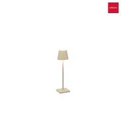 battery table lamp POLDINA MICRO IP65, sand coloured dimmable