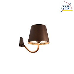 battery wall luminaire POLDINA IP54, rust, lacquered dimmable