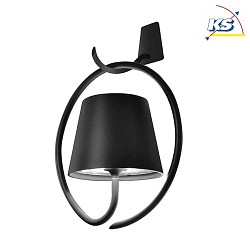 battery wall luminaire POLDINA with handle IP54, dark grey, lacquered dimmable