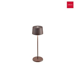 battery table lamp OLIVIA TAVOLO PRO IP65, rust, lacquered dimmable