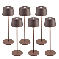 battery table lamp OLIVIA TAVOLO PRO set of 6 IP65, rust, lacquered dimmable