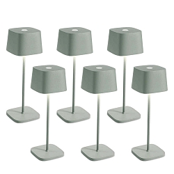 battery table lamp OFELIA TAVOLO PRO set of 6 IP65, sage green, lacquered dimmable