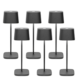battery table lamp OFELIA TAVOLO PRO set of 6 IP65, dark grey, lacquered dimmable