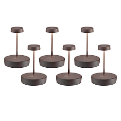 LED Akku-Tischleuchte SWAP MINI, 6er Set, 14,8cm, 2W, 2200/2700/3000K, 141/168/192lm, IP65, dimmbar, rostfarben