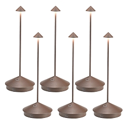 LED Akku-Tischleuchte PINA TAVOLO PRO, 6er Set, 29cm, 2,2W, 2200/2700/3000K, 178/204/206lm, IP65, dimmbar, rost