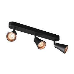 Wand- und Deckenleuchte AVO TRIPLE QPAR51, 3-flammig 3x GU10, dreh- und neigbar, Schwarz