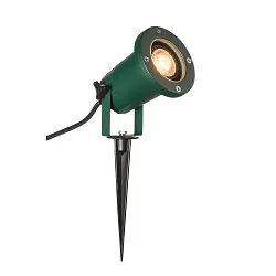 Outdoor Aufbau- / Erdspieß-Strahler BIG NAUTILUS, IP65 IK06, GU10 QPAR51, neigbar, mit Steckerkabel, grün