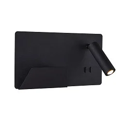 LED Wandleuchte SOMNILA SPOT Indoor, 13W, 3000K, Spot 65lm,  inkl. USB Anschluss, Spot links, schwarz, Back light 370lm