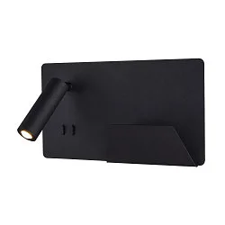 LED Wandleuchte SOMNILA SPOT Indoor, 13W, 3000K, Spot 65lm,  inkl. USB Anschluss, Spot rechts, schwarz, Back light 370lm