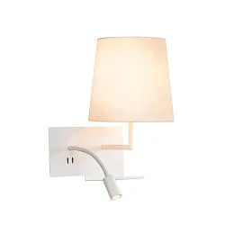 LED Wandleuchte SOMNILA FLEX Indoor, E27, mit LED Spot 65lm, 3000K, weiß, inkl. USB Anschluss, Spot rechts