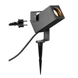 Erdspießleuchte THEO BRACKET SP QPAR51, IP65, GU10, neigbar + drehbar, mit IP-Steckerkabel, anthrazit