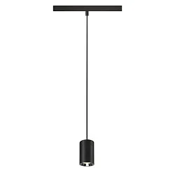 LED Niedervolt-Schienen Pendelleuchte NUMINOS® XS, 48V, 8.7W 4000K 40°, DALI 2 dimmbar, matt schwarz / innen glänzend chrom