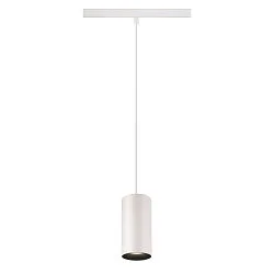 LED Niedervolt-Schienen-Pendelleuchte NUMINOS® S DALI, 48V, 16W 4000K 40°, DALI 2 dimmbar, matt weiß / innen matt schwarz