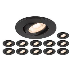LED Deckeneinbauleuchte UNIVERSAL DOWNLIGHT MOVE PHASE Set, 12x 1007090 und 1007091 Abdeckung, 38°, 8W, UGR, schwarz