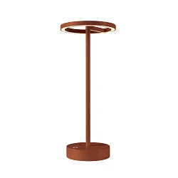 battery table lamp VINOLINA ONE with touch dimmer, ring shape, with charging station IP54, rust dimmable