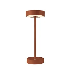 battery table lamp VINOLINA 2-CCT 2-fold, cylindrical, CCT Switch, with touch dimmer, with charging station IP54, rust dimmable