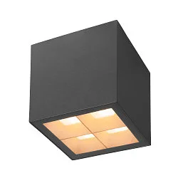 LED Outdoor Deckenaufbauleuchte S-CUBE, IP65 IK04, 15W 2700/3000K (CCT Swich) 1000/1200lm 80°, dimmbar, starr, anthrazit