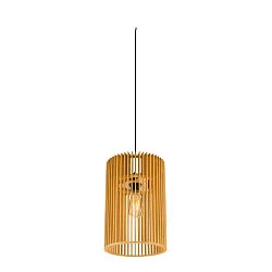 pendant luminaire WUD - CYLINDRIC cylindrical E27 IP20, wood, black dimmable