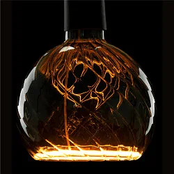 LED Leuchtmittel Floating Globe 150 twisted PHASE, E27, 6W, 1900K, dimmbar, smokey grey / opal
