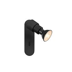 wall and ceiling luminaire PURI 2.0 BASIC SWITCH round, with switch GU10 IP20, black dimmable