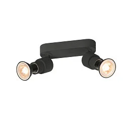 wall and ceiling luminaire PURI 2.0 BASIC 2 flames GU10 IP20, black dimmable