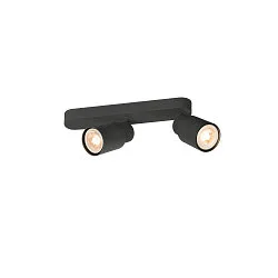 wall and ceiling luminaire PURI 2.0 - TUBE 2 flames, asymmetrical GU10 IP20, black dimmable