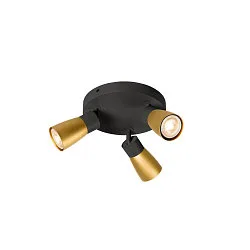 Wand- und Deckenleuchte PURI 2.0 DOME, rund, 3x GU10 max. 6W, schwarz / gold