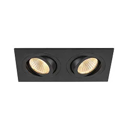 LED Deckeneinbauleuchte NEW TRIA® 155 PHASE, quadratisch, 2-flammig, dimmbar, starr, 13.6W 3000K 1280lm 38°, schwarz
