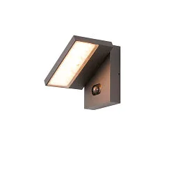 outdoor wall luminaire ABRIDOR HYBRID with sensor, switchable, wired through IP65, anthracite 