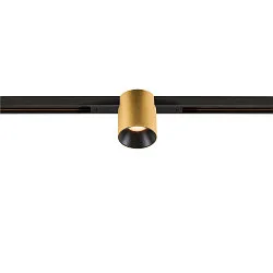 LED Spot FIXT-IT!, 48V, DALI, rund, für Einbauschiene, 36°, 7W, 2700K, 800lm, UGR<19, IP20, dimmbar, gold/schwarz
