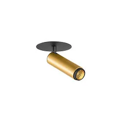 ceiling recessed luminaire GRIP!S cylindrical, suitable for VDU workstation IP20, gold, black, lacquered dimmable