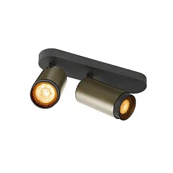 ceiling luminaire GRIP! L SPOT CL DOUBLE cylindrical GU10 IP20, bronze, black, lacquered dimmable