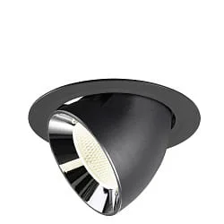 recessed spotlight NUMINOS® GIMBLE XL swivelling, suitable for VDU workstation IP20, chrome, black dimmable