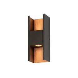 Outdoor LED-Wandleuchte FLATT II, IP65 IK03, Up & Down, 9.5W 2700K, Seeluft-beständig, dimmbar, anthrazit / Holzdekor