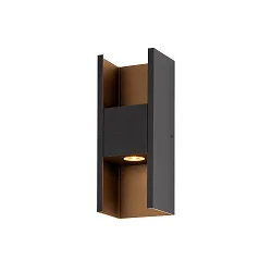 outdoor wall luminaire FLATT II PHASE up /  down, sea-air resistant IP65, black, lacquered dimmable