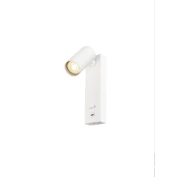 Wandleuchte ENOLA 2.0 S WL SINGLE PAR11 BEDSIDE, mit Schalter + USB-C Ladeport, exkl. Leuchtmittel, weiß