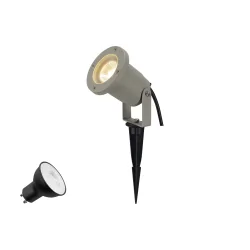 LED Erdspieß-Leuchte NAUTILUS SET GU10 PAR16 (inkl.), mit 150cm IP44-Steckerkabel, neigbar, 6W 4000K 490lm 38°, CRi>90, grau