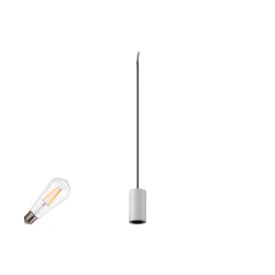 1-Phasen Pendelleuchte FITU 1PH SET PD STONE E27 ST64, Set inkl. Leuchtmittel, 7.5W 2700K, CRi>90, dimmbar, Klarglas