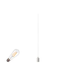1-Phasen Pendelleuchte FITU 1PH SET PD E27 ST64, Set inkl. Leuchtmittel, 7.5W 2700K, CRi>90, dimmbar, Klarglas, 500cm Pendel