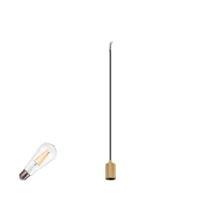1-Phasen Pendelleuchte FITU 1PH SET PD RIBBED E27 ST64, Set inkl. Leuchtmittel, 7.5W 2700K, CRi>90, dimmbar, Klarglas