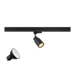 3-Phasen Strahler PURI 2.0 TUBE 1PH SET QPAR51, Set inkl. Leuchtmittel, GU10, LED PAR16, 6W 3000K 470lm 38°, CRi>90, dimmbar